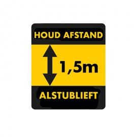 Waarschuwingssticker afstand 1.5 meter